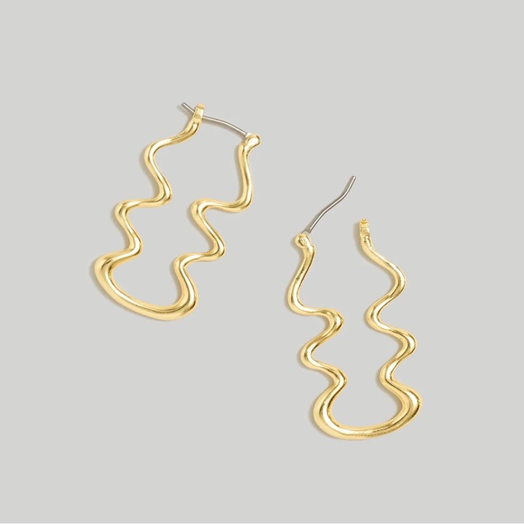 Madewell Jewelry - NEW MADEWELL Enamel-Dipped Wavy Hoop Earrings Vintage Gold